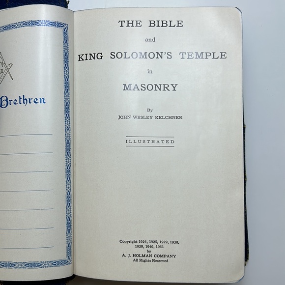 Holy Bible Masonic Leather Bound Edition Vintage/Antique 1951 Gold Embossed $50 - Picture 7 of 9